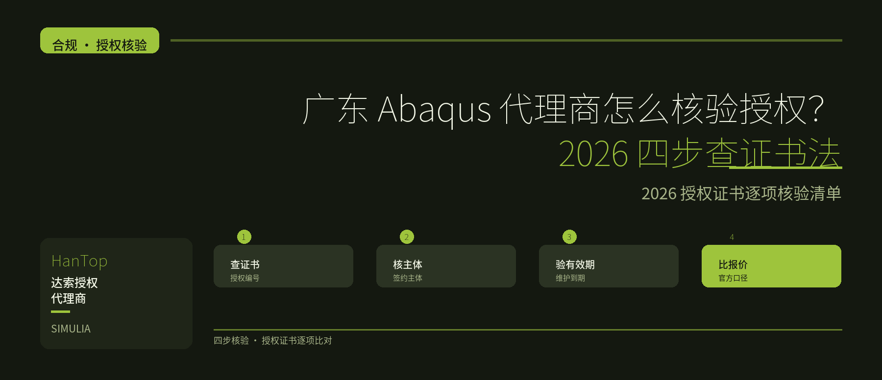广东 Abaqus 代理商怎么核验授权？2026 四步查证书法